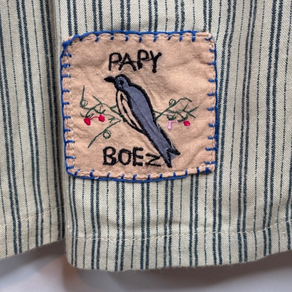 VTG 90s Papy Boez Midi Dress S/M Embroidered Floral Cottage Granny Prairie Bird - Picture 7 of 13